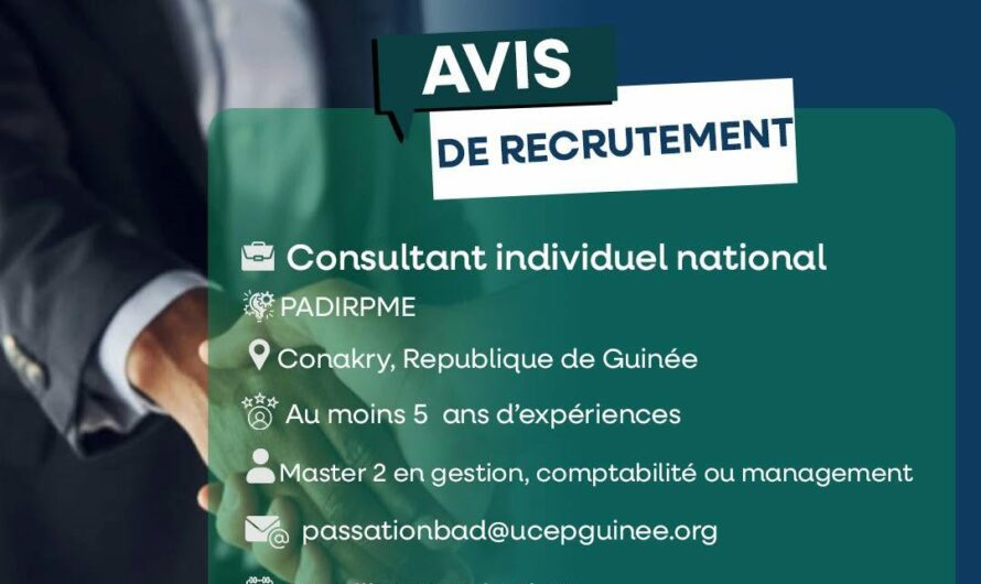 AVIS DE RECRUTEMENT D&rsquo;UN CONSULTANT | PADIRPME – Guinée